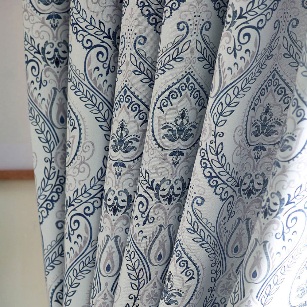 Alan Symonds Victoria Blue Room Darkening Ring Top Eyelet Curtains 168 x 229cm Image 3