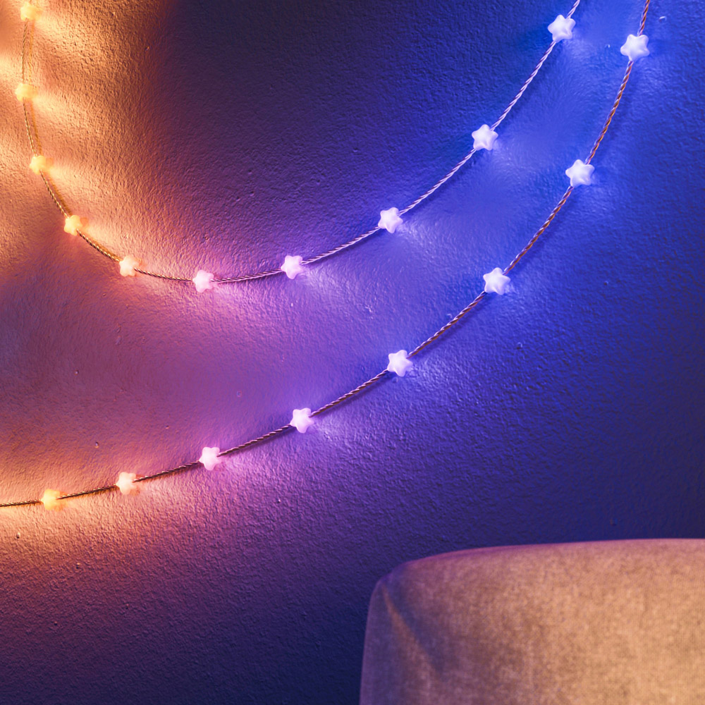 Twinkly 200 RGB Star Shaped LED Smart Green Cable USB String Light 12m Image 4
