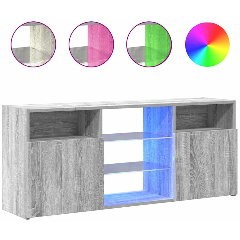 vidaXL 2 Door 5 Shelf Grey Sonoma TV Cabinet with RGB LED Lights Image 8