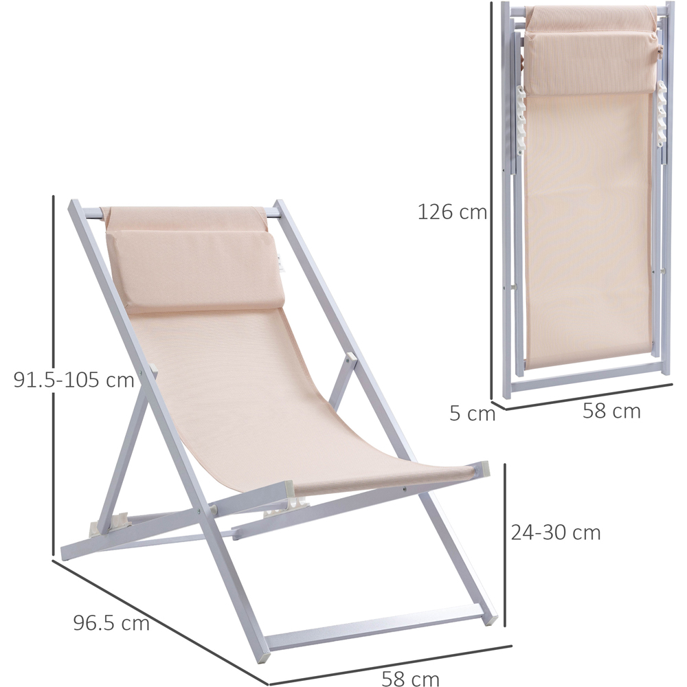 Outsunny Set of 2 White Folding Deck Chairs Image 8