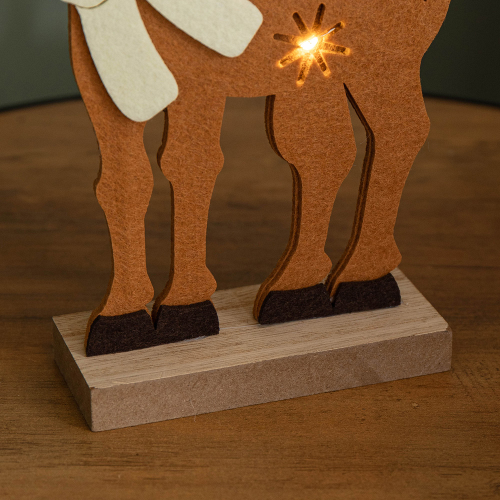 Samuel Alexander Warm White LED Felt Reindeer Christmas Decoration with Santa Hat 32cm Image 7