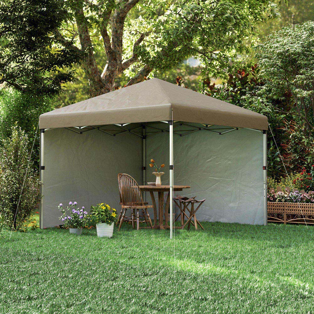 Outsunny 3 x 3m Khaki Pop Up Gazebo with 2 Sides and 4 Weight Bag Image 4