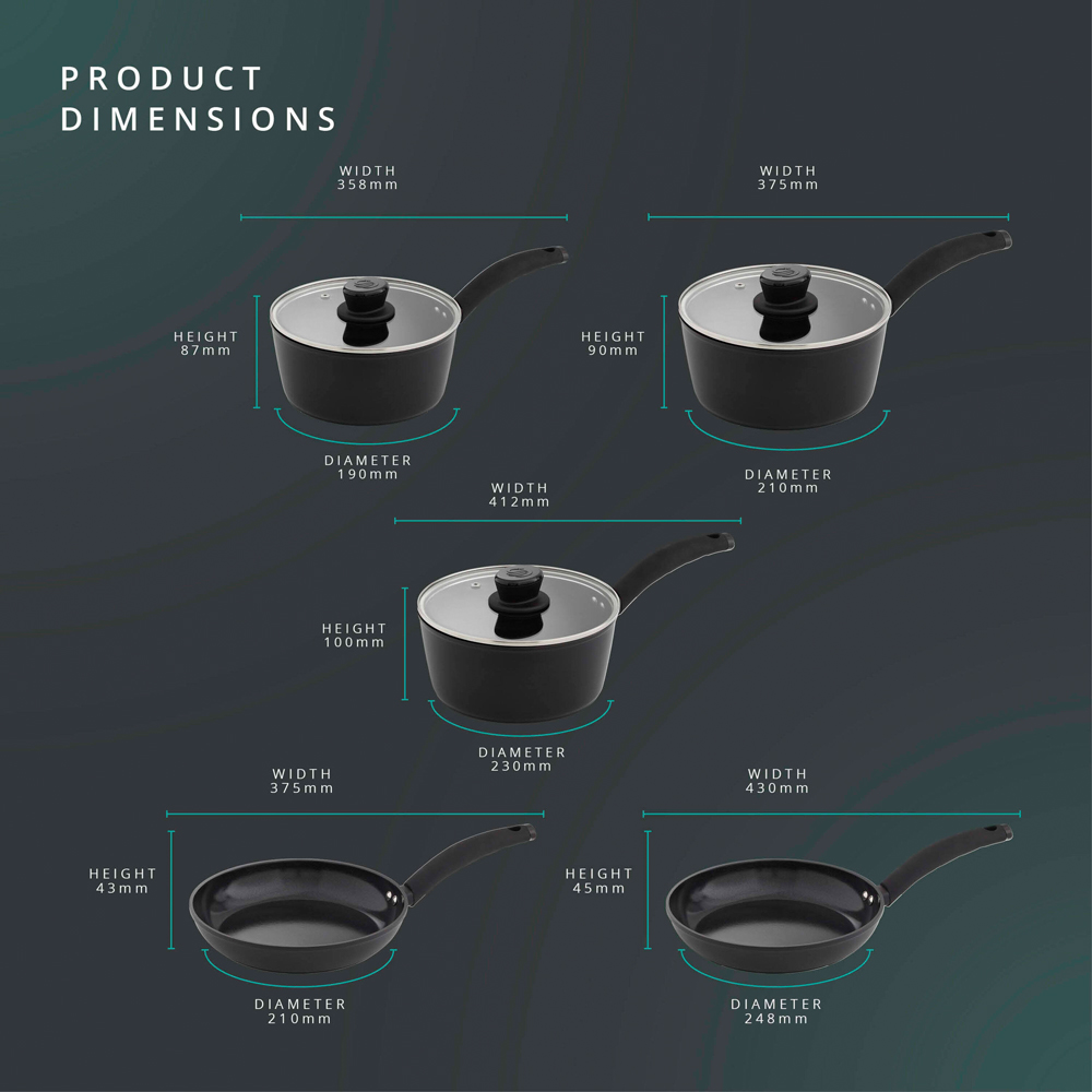 Swan Stealth 5 Piece Black Forged Aluminium Cookware Set Image 7