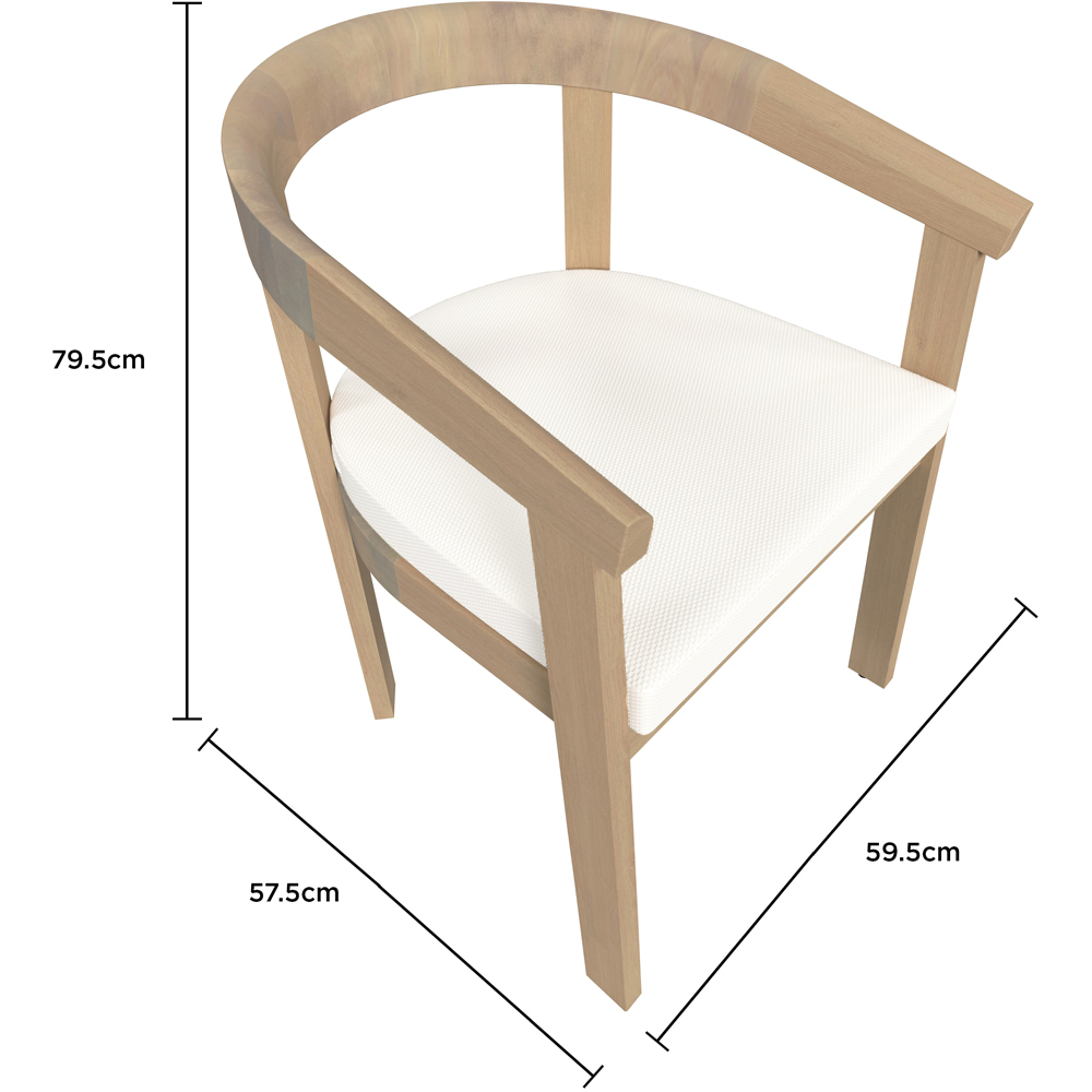 Charles Bentley Delgada Set of 2 Acacia Curved Back Dining Chair with Cushion Image 9