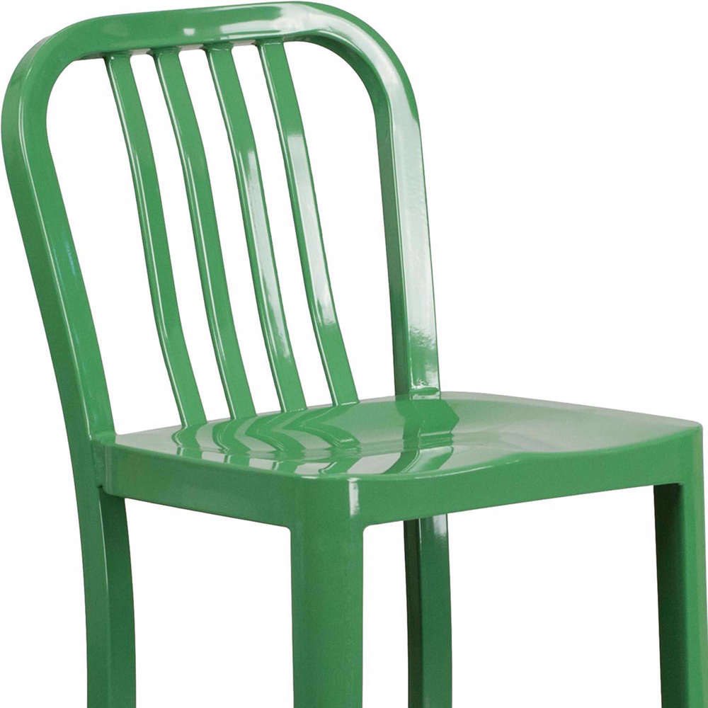 FWStyle Set of 2 Tall Green Galvanised Steel Ready Assembled Bar Chairs Image 3