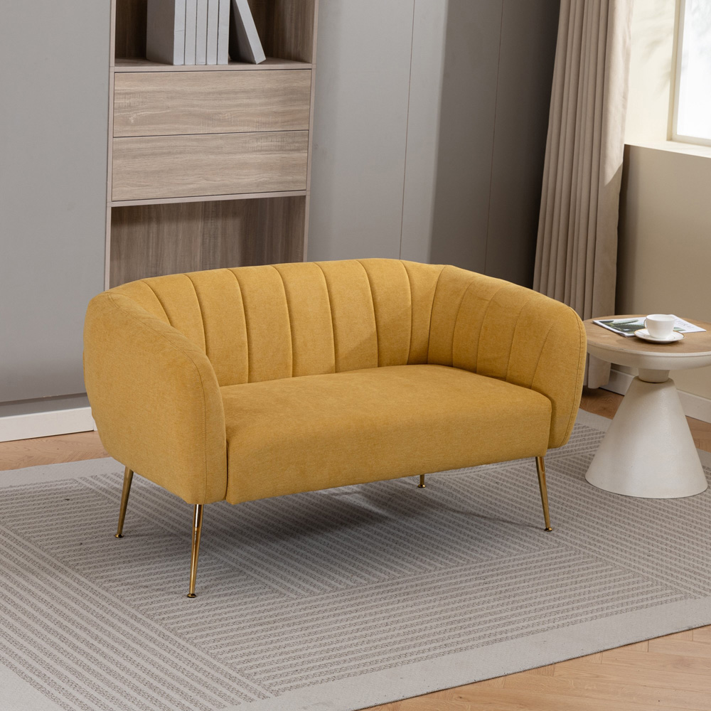 Artemis Home Stanton 2 Seater Yellow Fabric Shell Accent Sofa Image 7