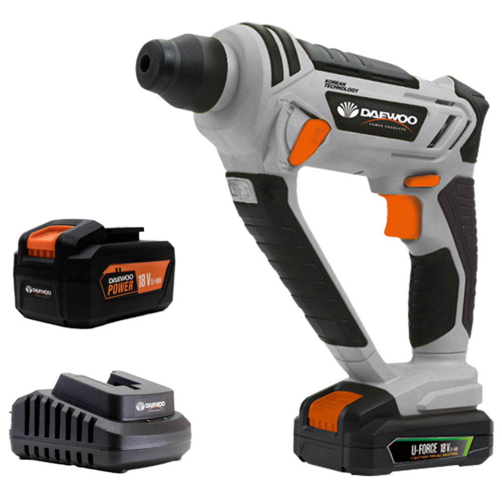 Daewoo U-Force 18V 4Ah Lithium-Ion Rotary Hammer SDS Drill with Battery Charger Image 1