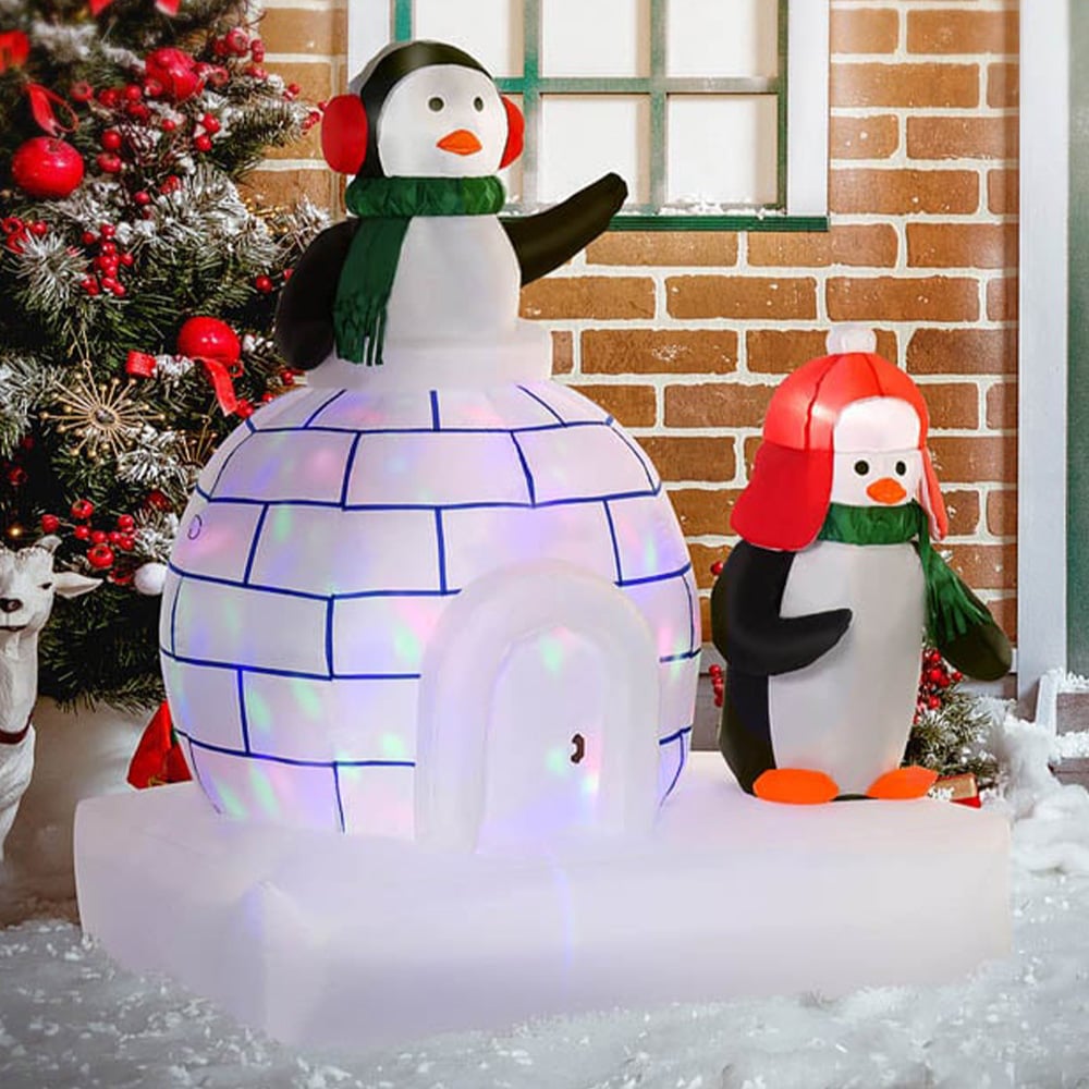 Everglow Light Up Inflatable Penguins Ice House Christmas Decoration 4.92ft Image 1