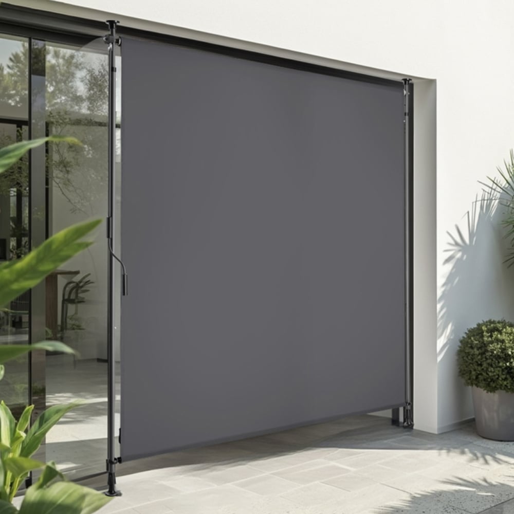 tectake Taija Dark Grey Retractable Awning with Hand Crank 3.1 x 1.58m Image 1