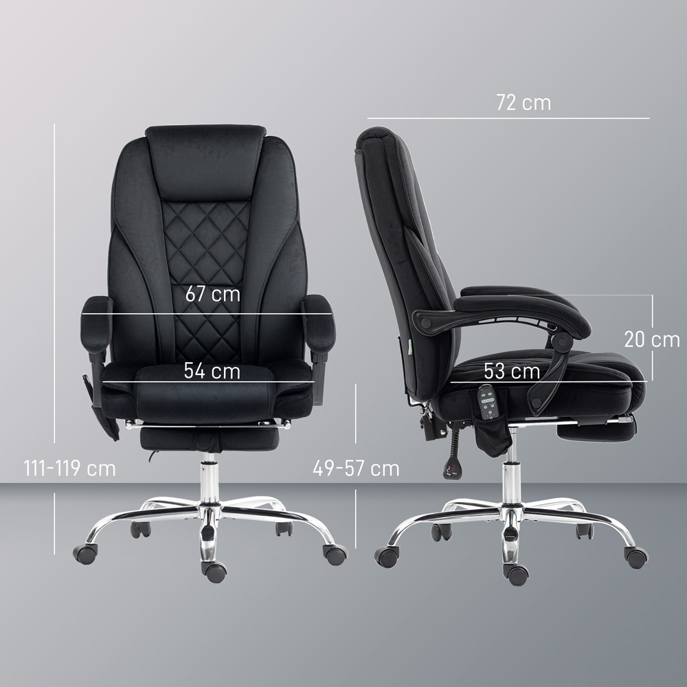 Vinsetto Black Heated Reclining Massage Office Chair Image 9