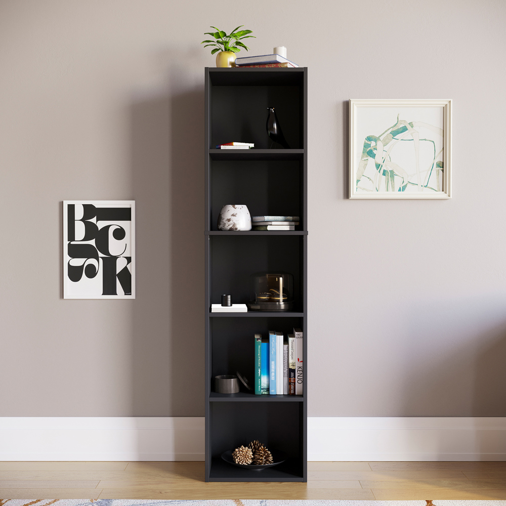 Vida Designs Oxford 5 Shelf Black Bookcase Image 4