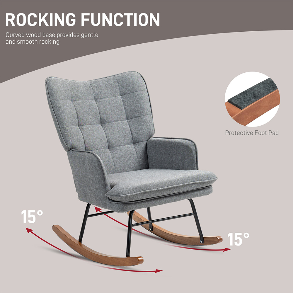 Portland Grey Rocking Chair with Footstool Image 4