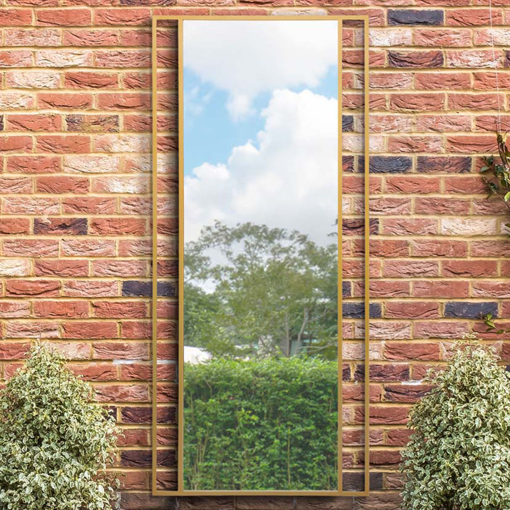MirrorOutlet The Genestra Gold Modern Wall and Leaner Garden Mirror 200 x 90cm Image 2