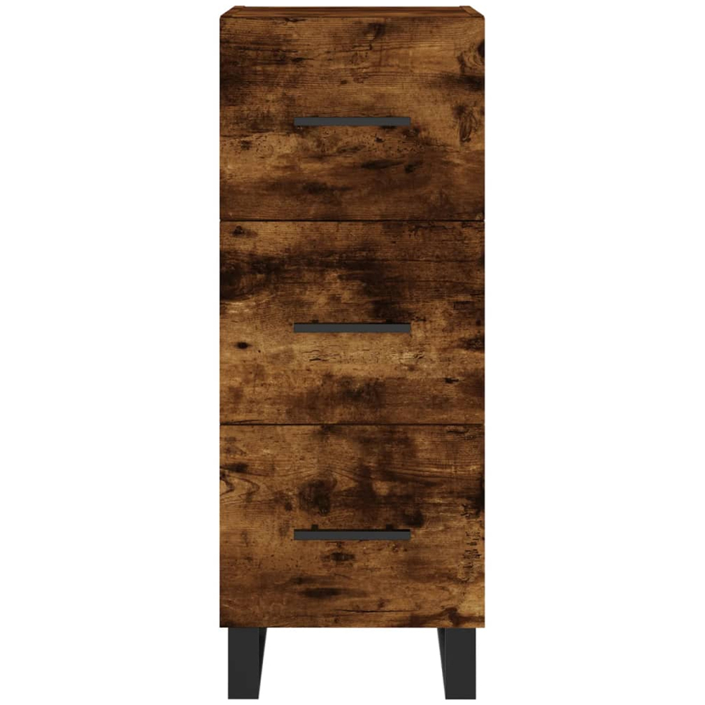 vidaXL Single Glass Door 3 Drawer Smoked Oak Highboard Image 6