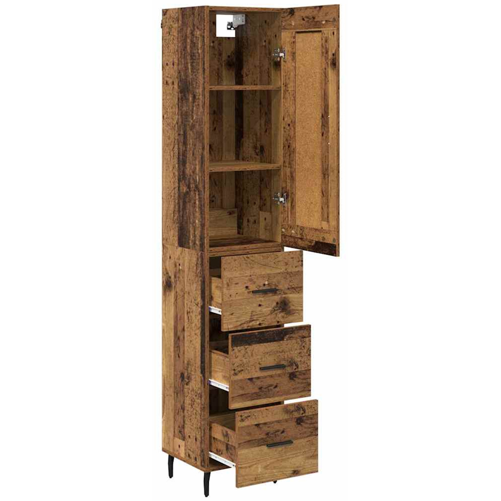 vidaXL Single Door 3 Drawer Old Wood Highboard Image 4