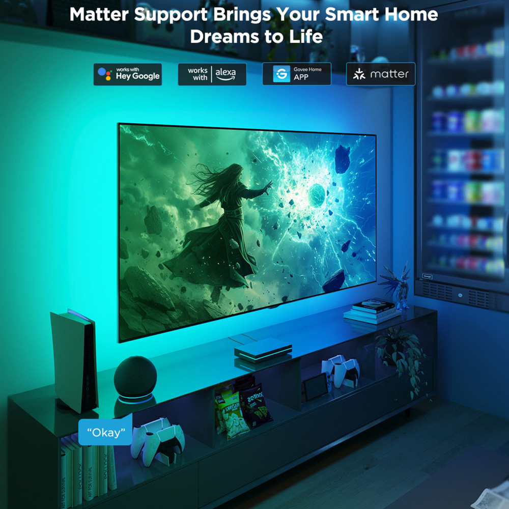 Govee AI Sync Box 2 RGBWIC LED Smart TV Backlight Kit 55-65 inch Image 7