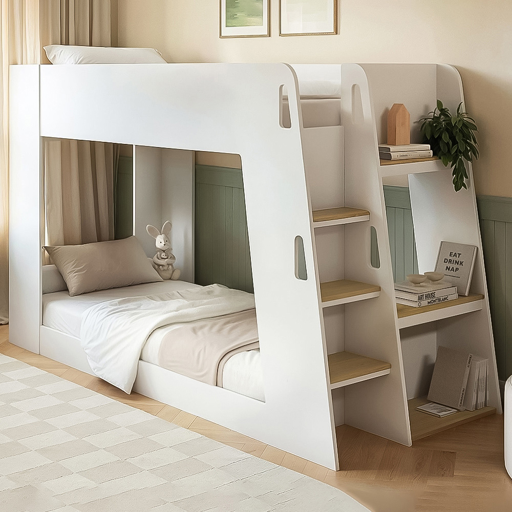 Flair Fern White and Oak Bunk Bed with Side Storage Ladder | Wilko