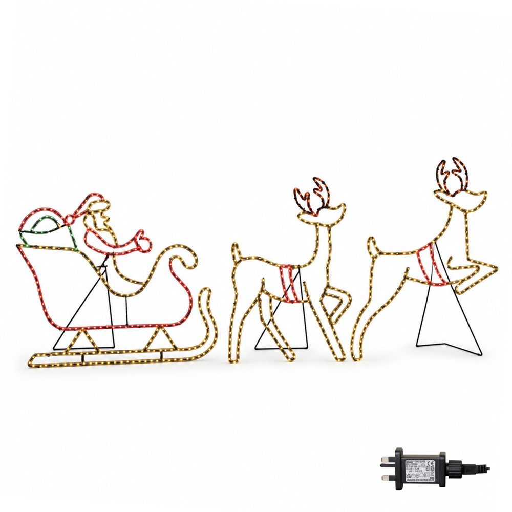 Samuel Alexander 662 Multicolour LED Light-Up Santas Sleigh and Reindeer Christmas Silhouette 78cm Image 2