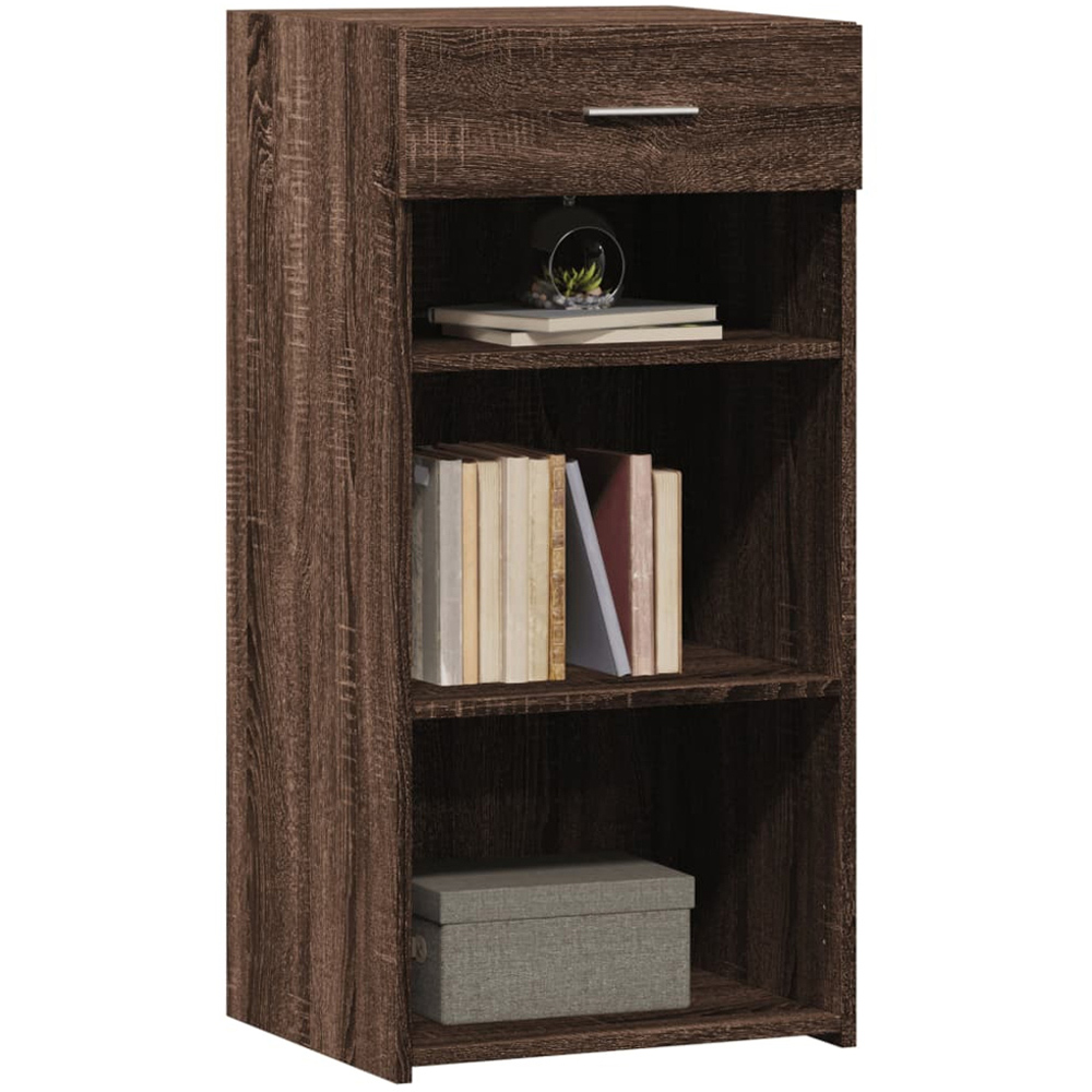 vidaXL Single Drawer 3 Shelf Brown Oak Sideboard Image 2