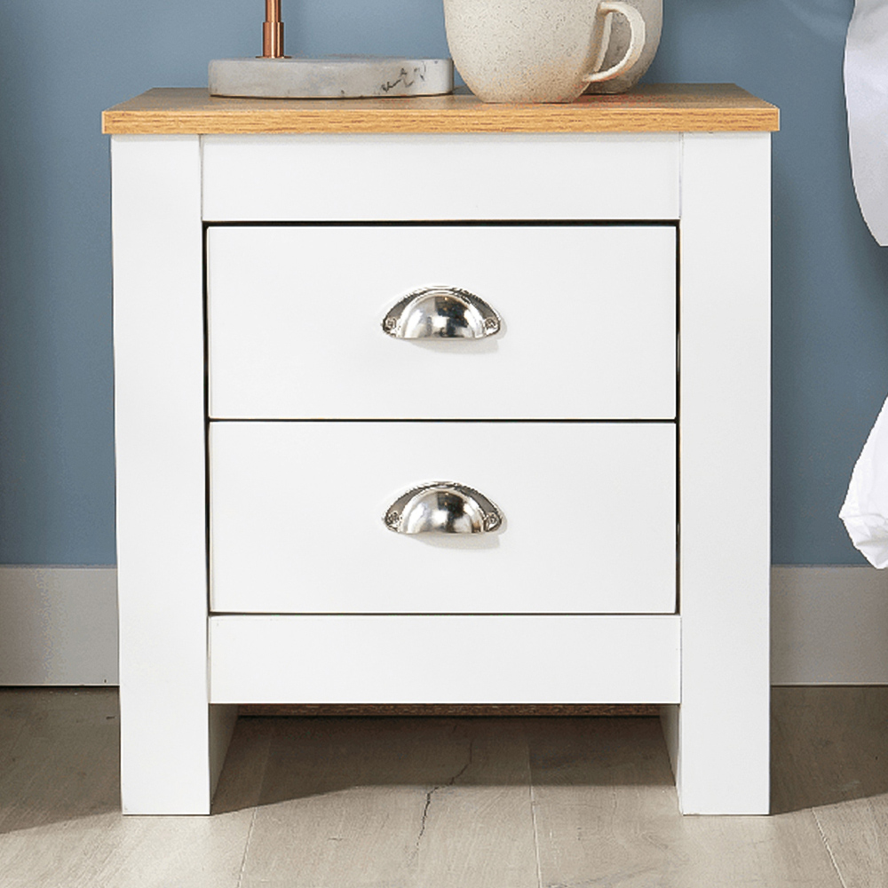 Home Source Camden 2 Drawer White Bedside Table Image 1
