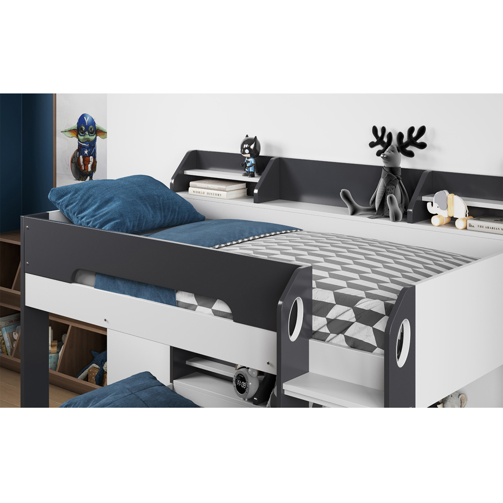 Flair Flick Grey Single Drawer Bunk Bed with Shelves Image 3