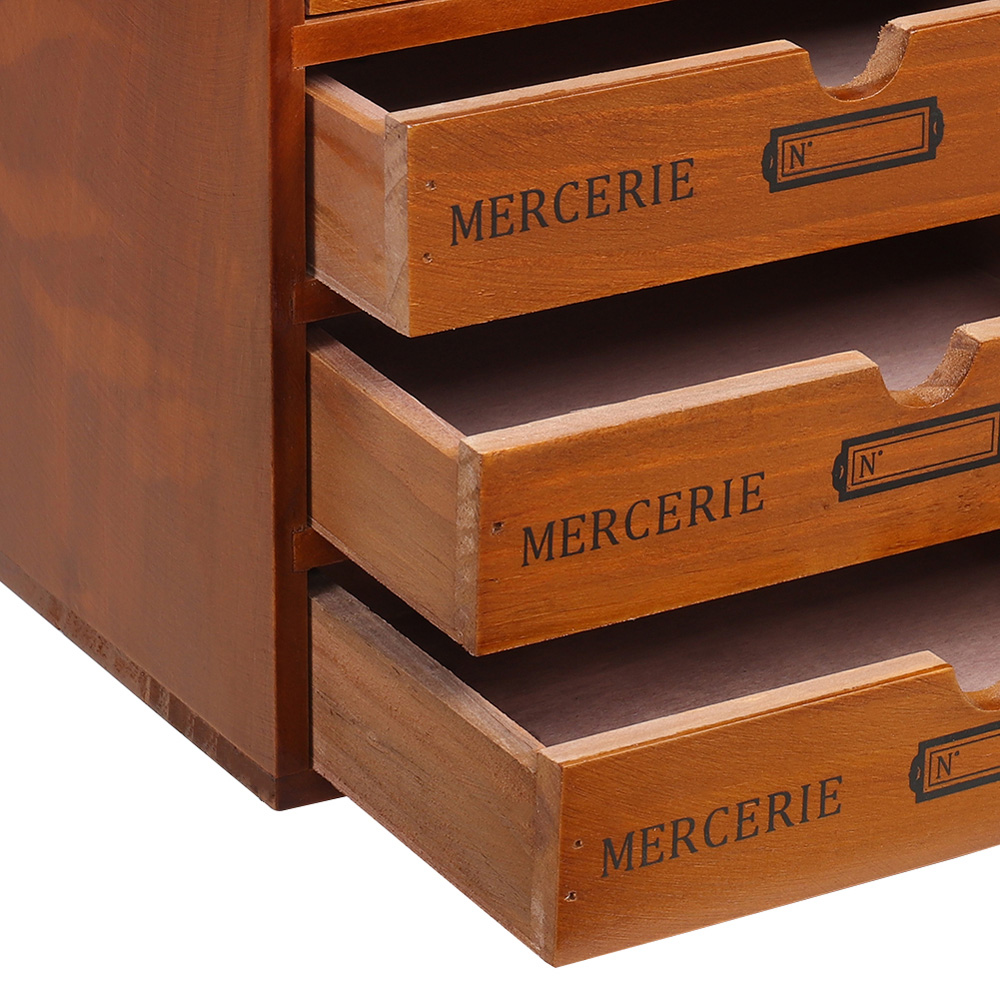 Living and Home 4 Drawer Rustic Wooden Storage Box Image 6