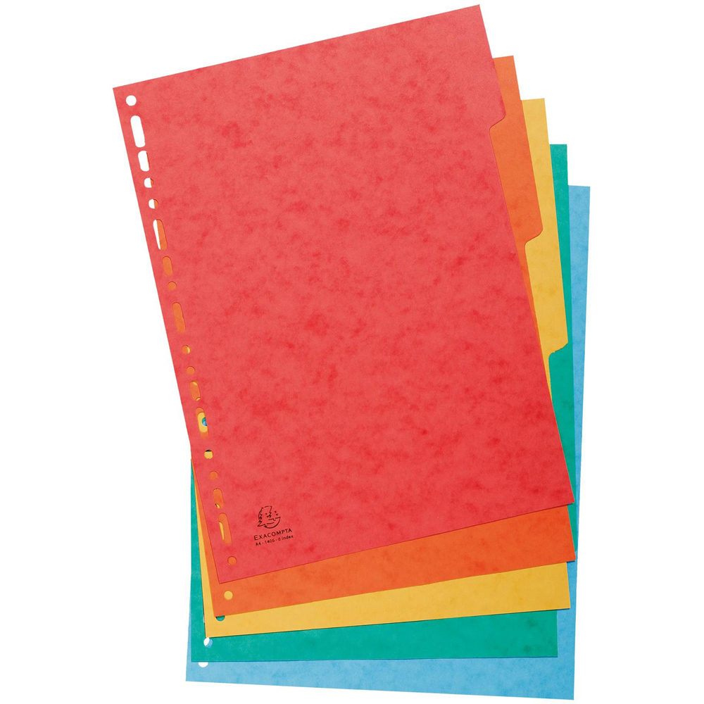 Exacompta A4 Maxi 5 Section Assorted Colour Pressboard Lightweight Divider 25 Pack Image 2
