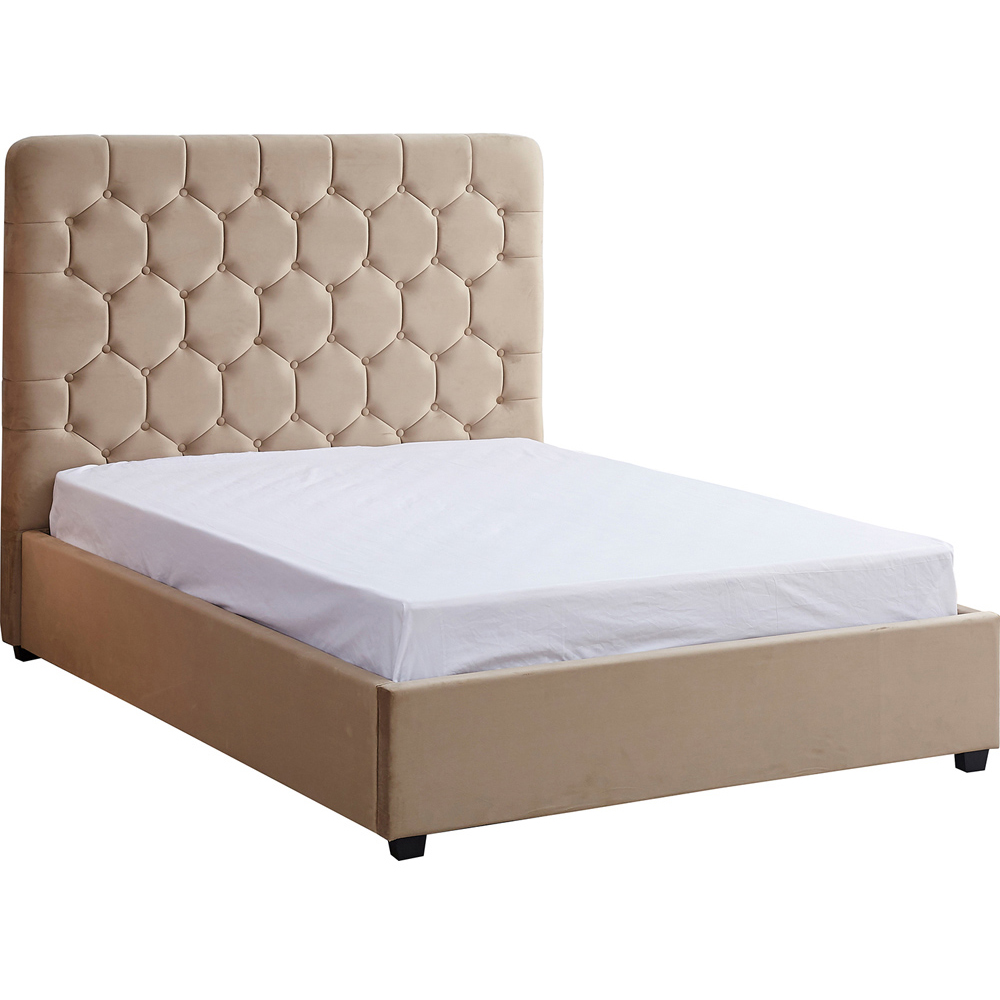 Seconique Madison King Size Fawn Velvet Fabric Gas Lift Ottoman Bed Frame Image 3