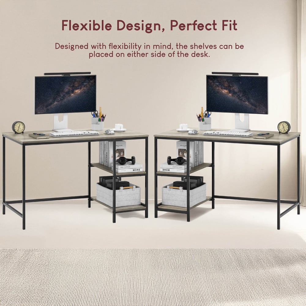 Vida Designs Brooklyn 2 Shelves Desk Grey Wood Image 6