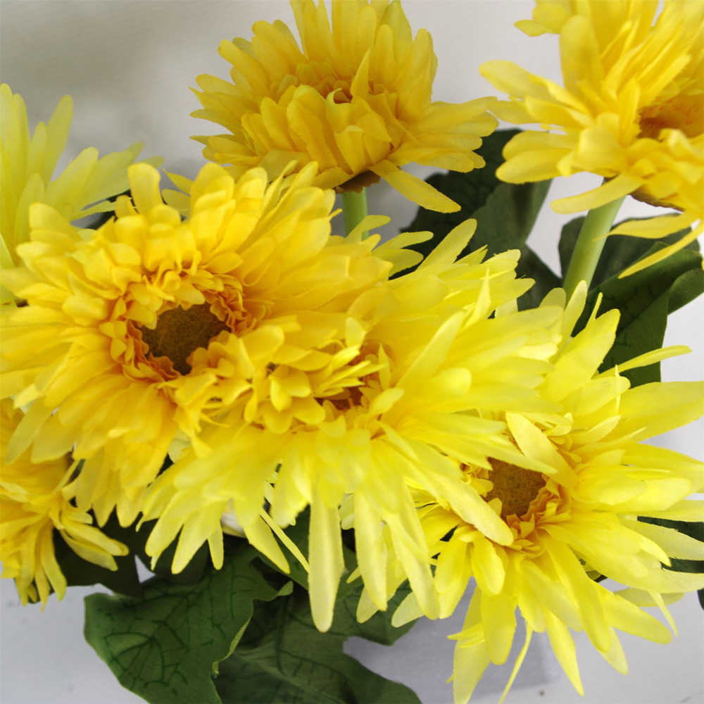 Leaf Yellow Daisy Artificial Plant in Grey Pot 33cm Image 2