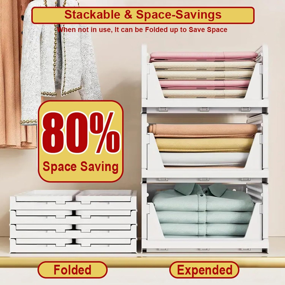 ATEK Stackable Foldable Pull-Out Storage Organiser Drawer 5 Pack Image 3