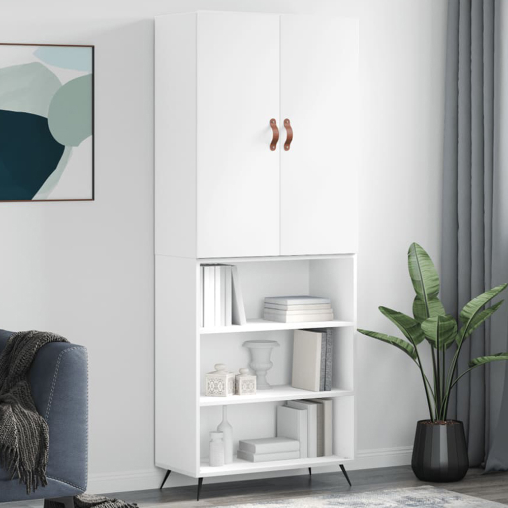 vidaXL 2 Door 3 Open Shelf High Gloss White Highboard Image 1