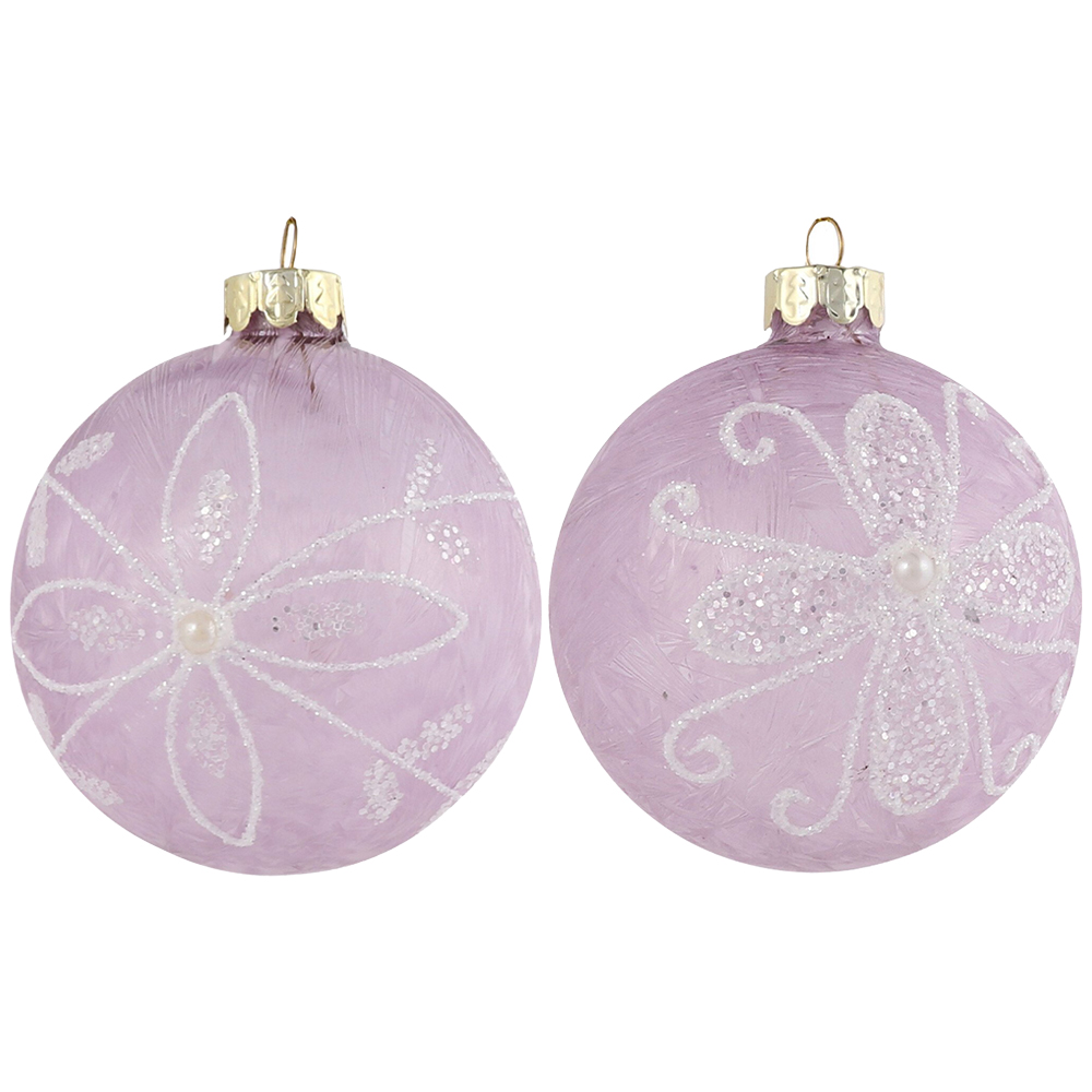 Purple Frosted Pearl Flower Bauble - Purple Image 1