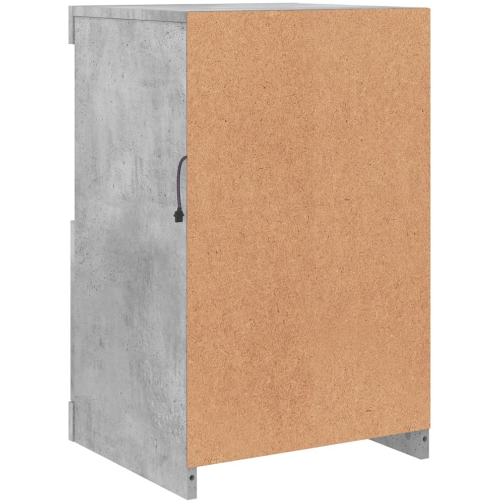 vidaXL Single Door 2 Shelf LED Concrete Grey Side Cabinet Set of 2 Image 8