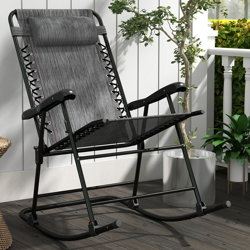 Outsunny Grey Zero Gravity Folding Rocking Chair Image 1