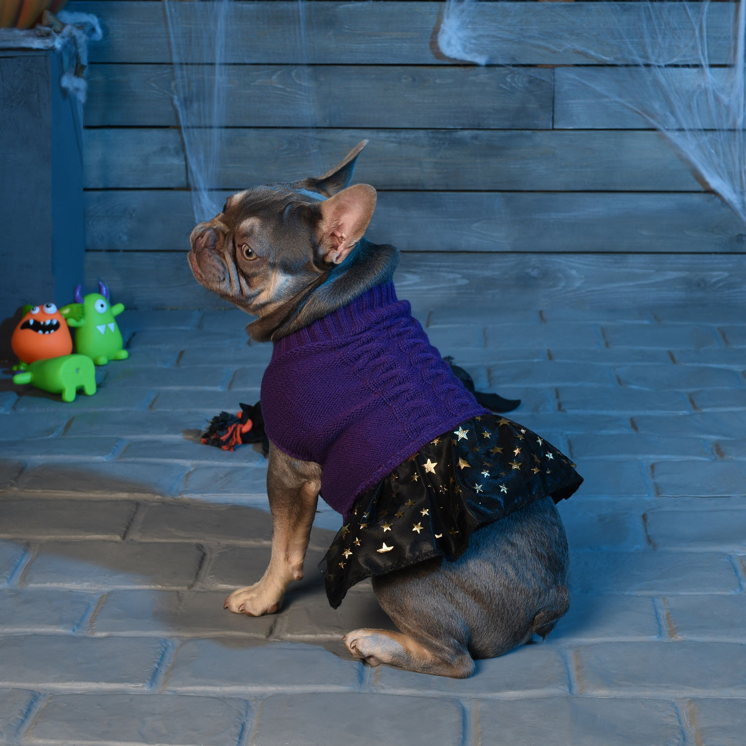 Pet Halloween Jumper Dress - Purple / 30cm Image 4
