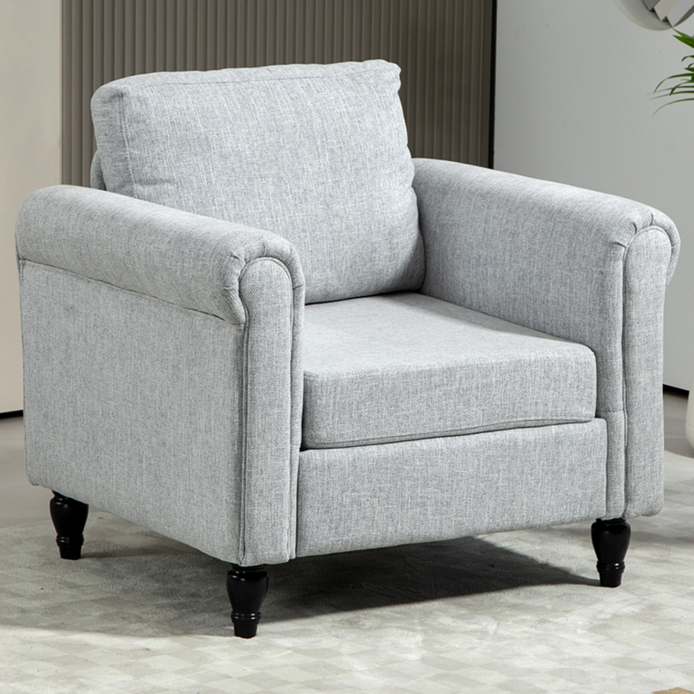 HOMCOM Vintage Upholstered Accent Armchair with Back Pillow Image 1