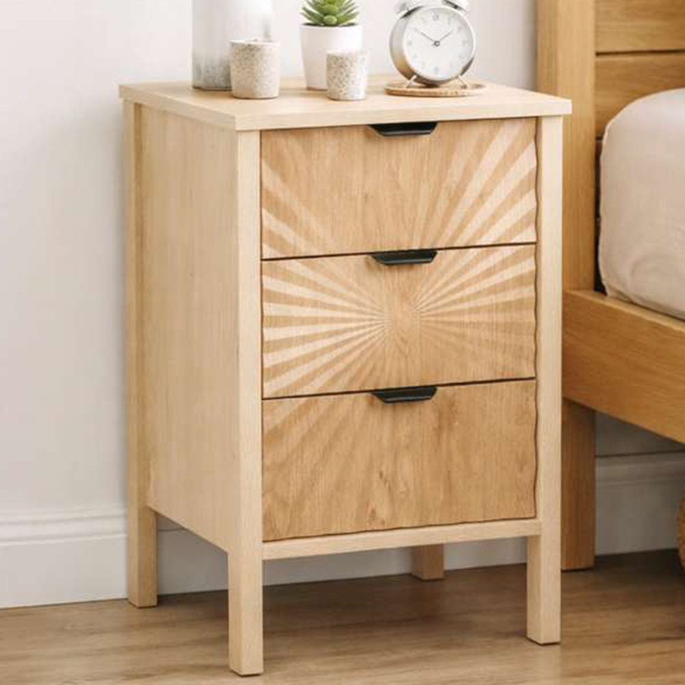 Birlea Solstice 3 Drawer Natural Bedside Table Image 1