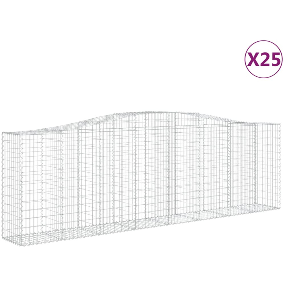 vidaXL Silver Galvanised Iron Gabion Basket 400 x 50 x 120/140cm 25 Pack Image 4