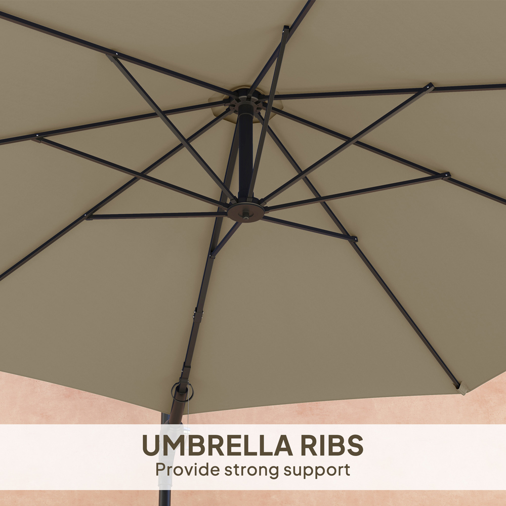 Outsunny Khaki Wall Mounted Parasol with Vent 2.92m Image 7
