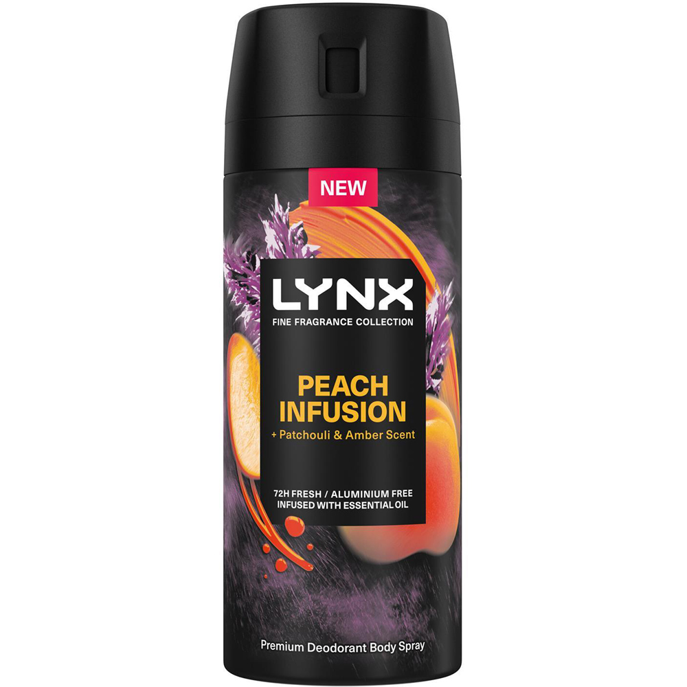 Lynx Fine Fragrance Men's Peach Infusion 72H Freshness Deodorant Body Spray 150ml 18 Pack Image 4