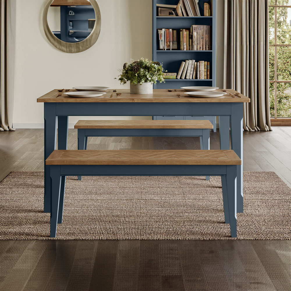 Baumhaus Signature 6 Seater Dining Table Blue and Oak Image 7