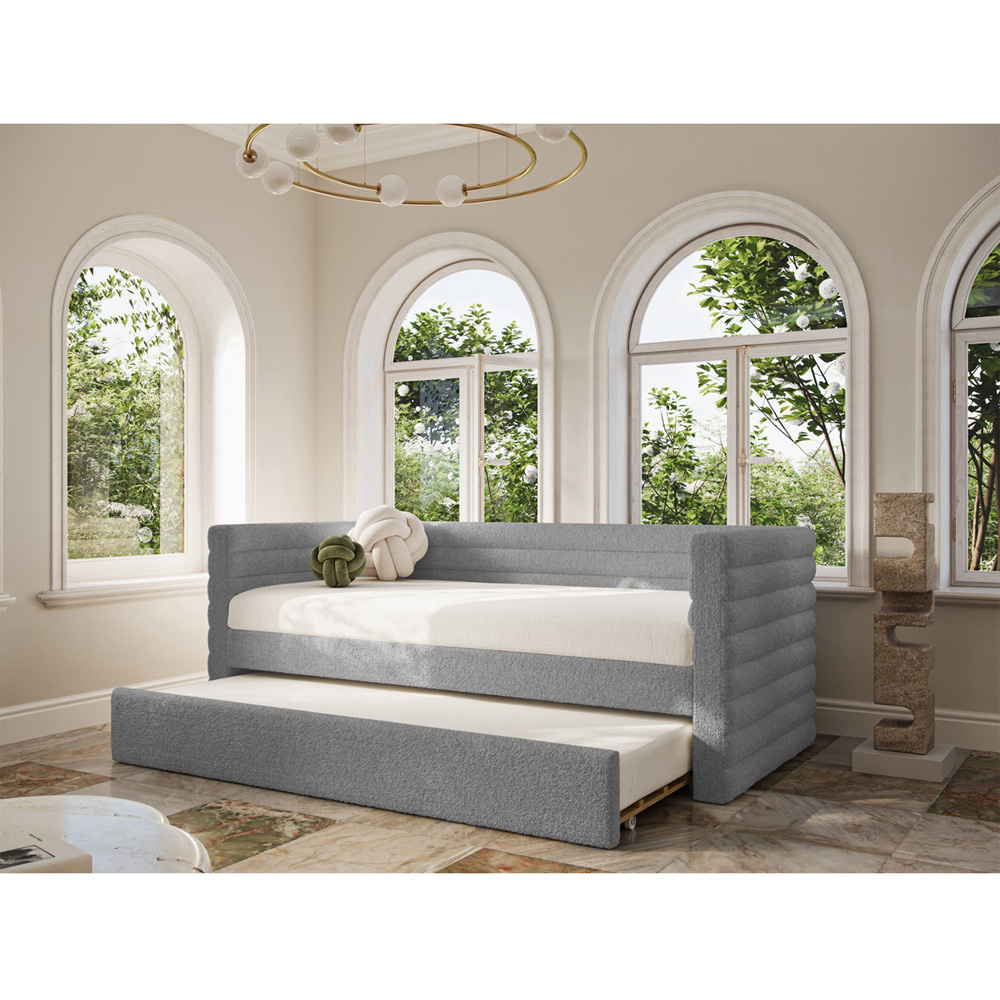Flair Yuma Single Grey Boucle Guest Bed Image 3