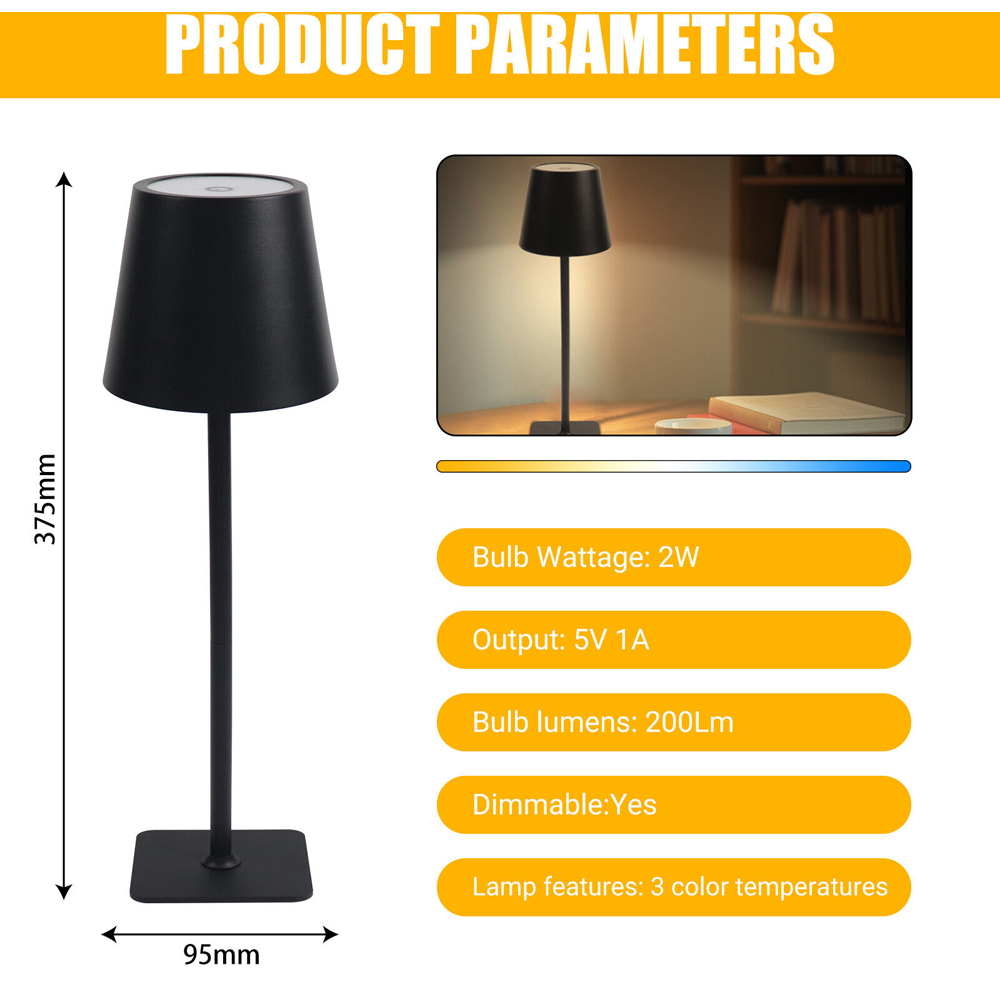 ExtraStar Rechargeable Black CCT LED Desk Lamp Image 8