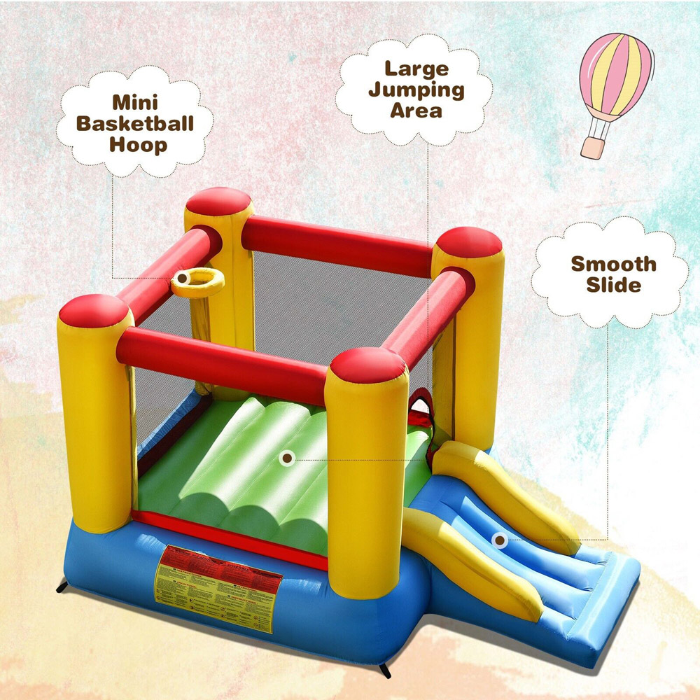 Costway Kids Inflatable Bounce House with Slide and Basketball Hoop Image 6