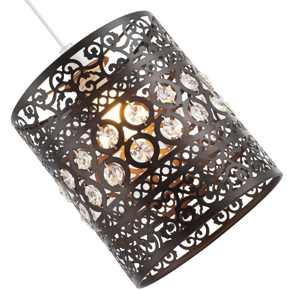 Happy Homewares Ornate Bronze Clear Acrylic Droplets Pendant Shade Image 5