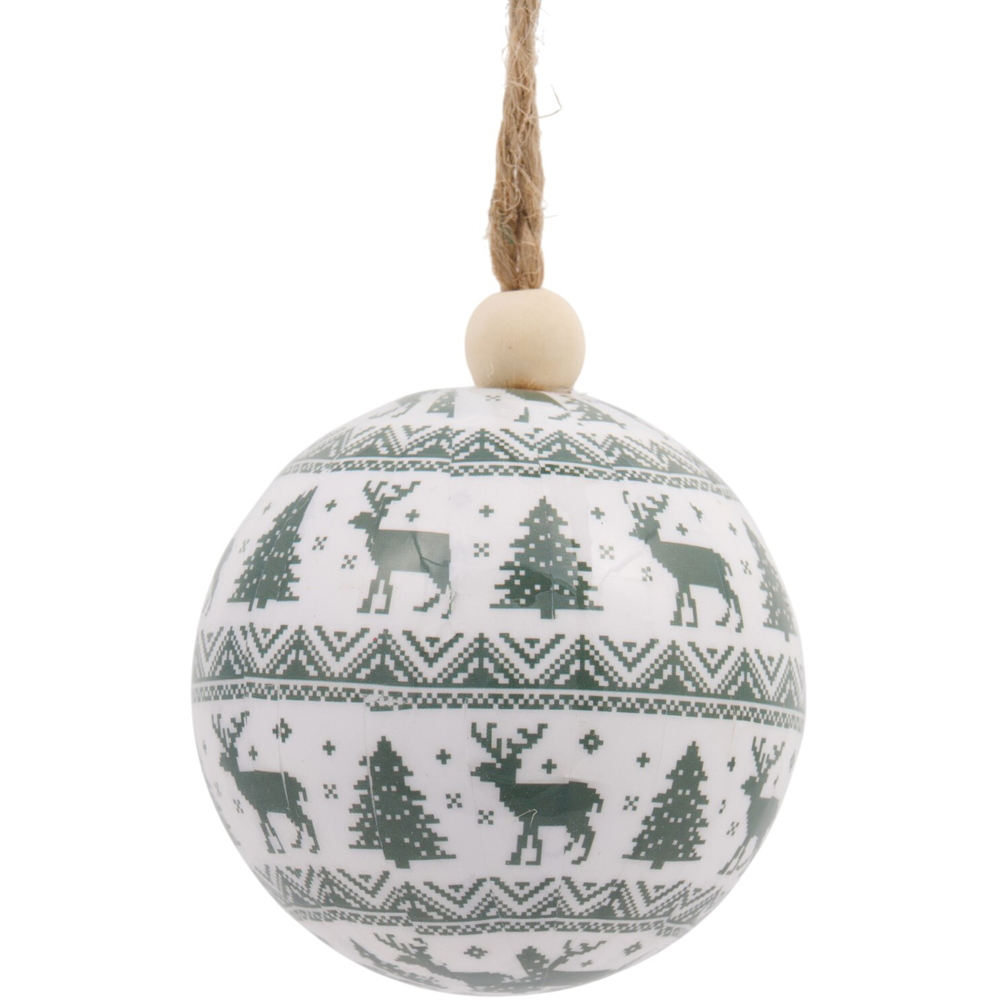 Set of 6 Sage Fair Isle Pattern Baubles Image 5