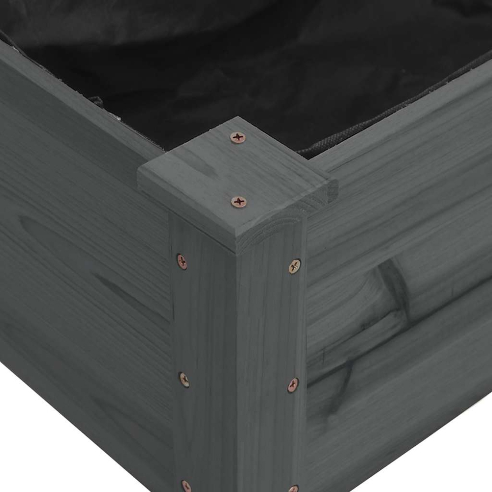 vidaXL Grey Fir Wood Raised Garden Bed with Liner 25 x 120 x 120cm Image 6