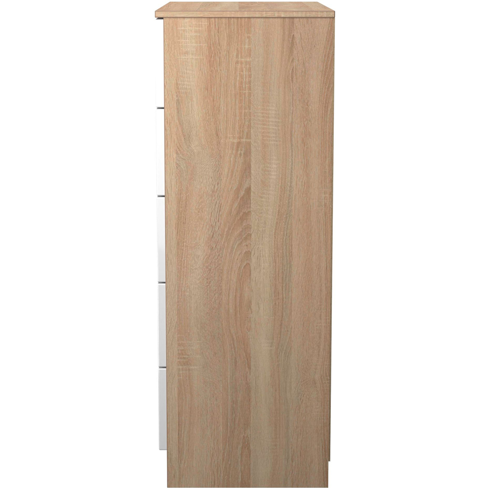 Crowndale Milan 5 Drawer White Gloss and Bardolino Oak Chest of Drawers Ready Assembled Image 6