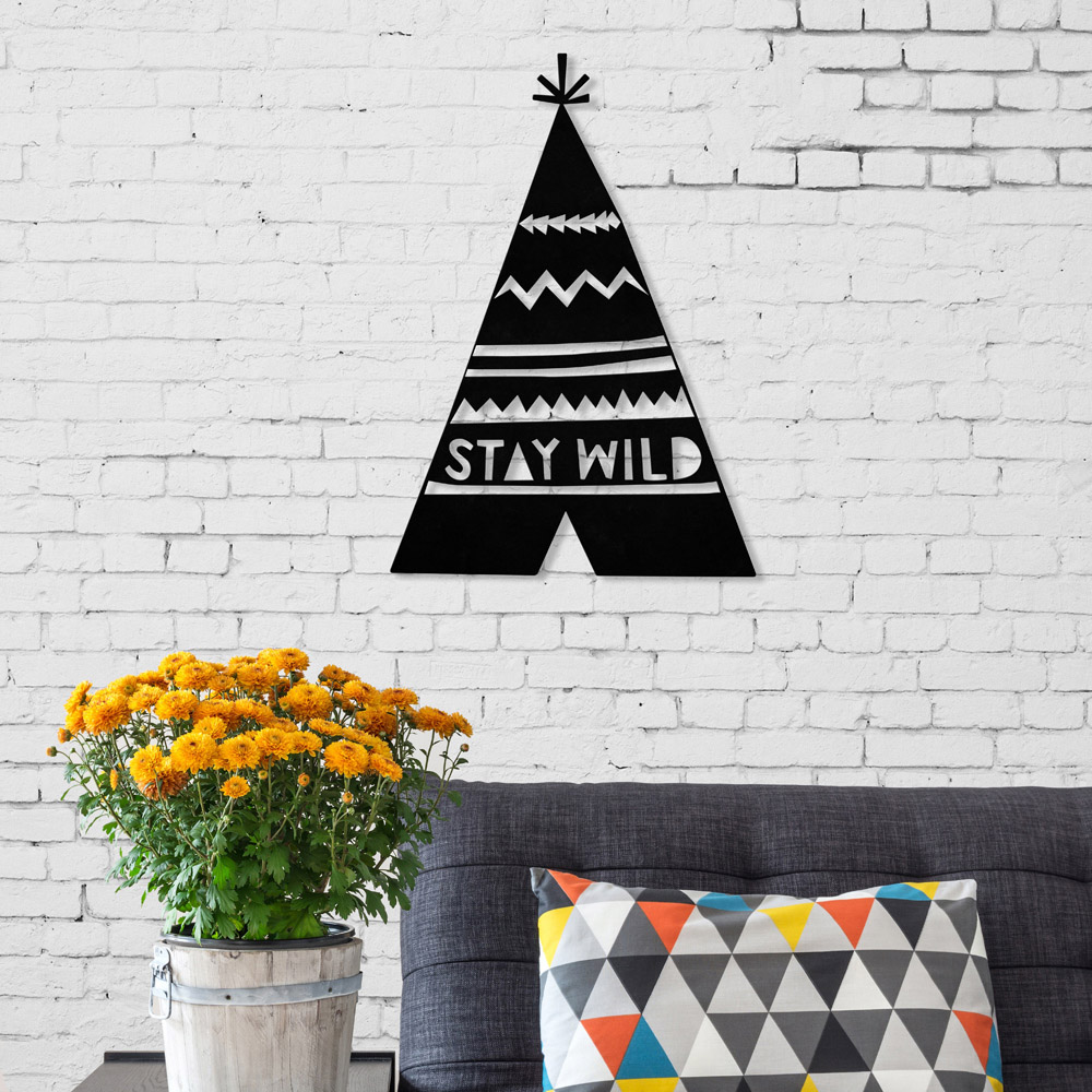 Decortie Black Minimalist Metal Modern Stay Wild Wall Art Image 2